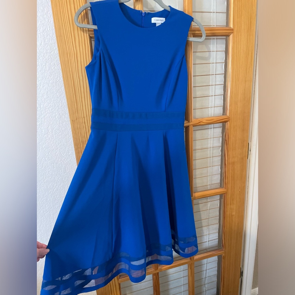 Calvin Klein Elegant Blue Sleeveless Dress